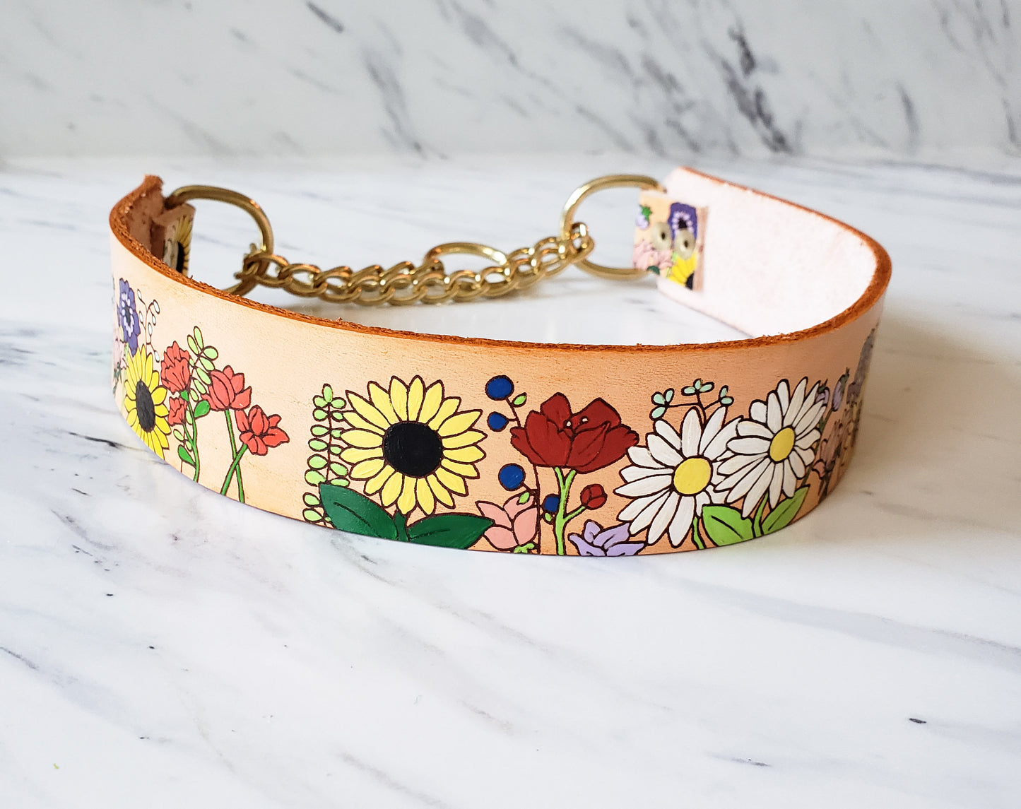 Flower Child - Leather Martingale Collar