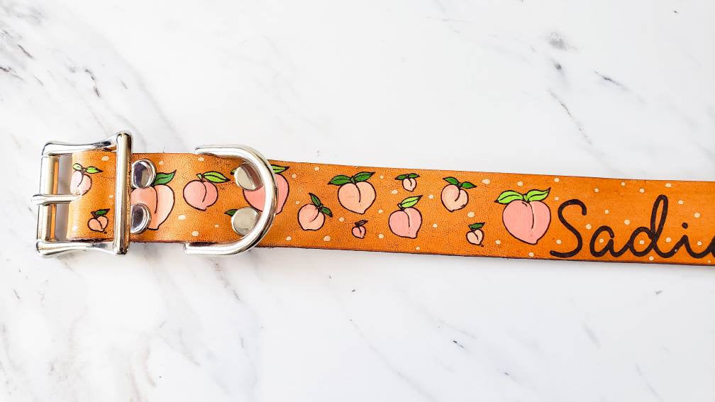 Peachy Keen - Leather Dog Collar