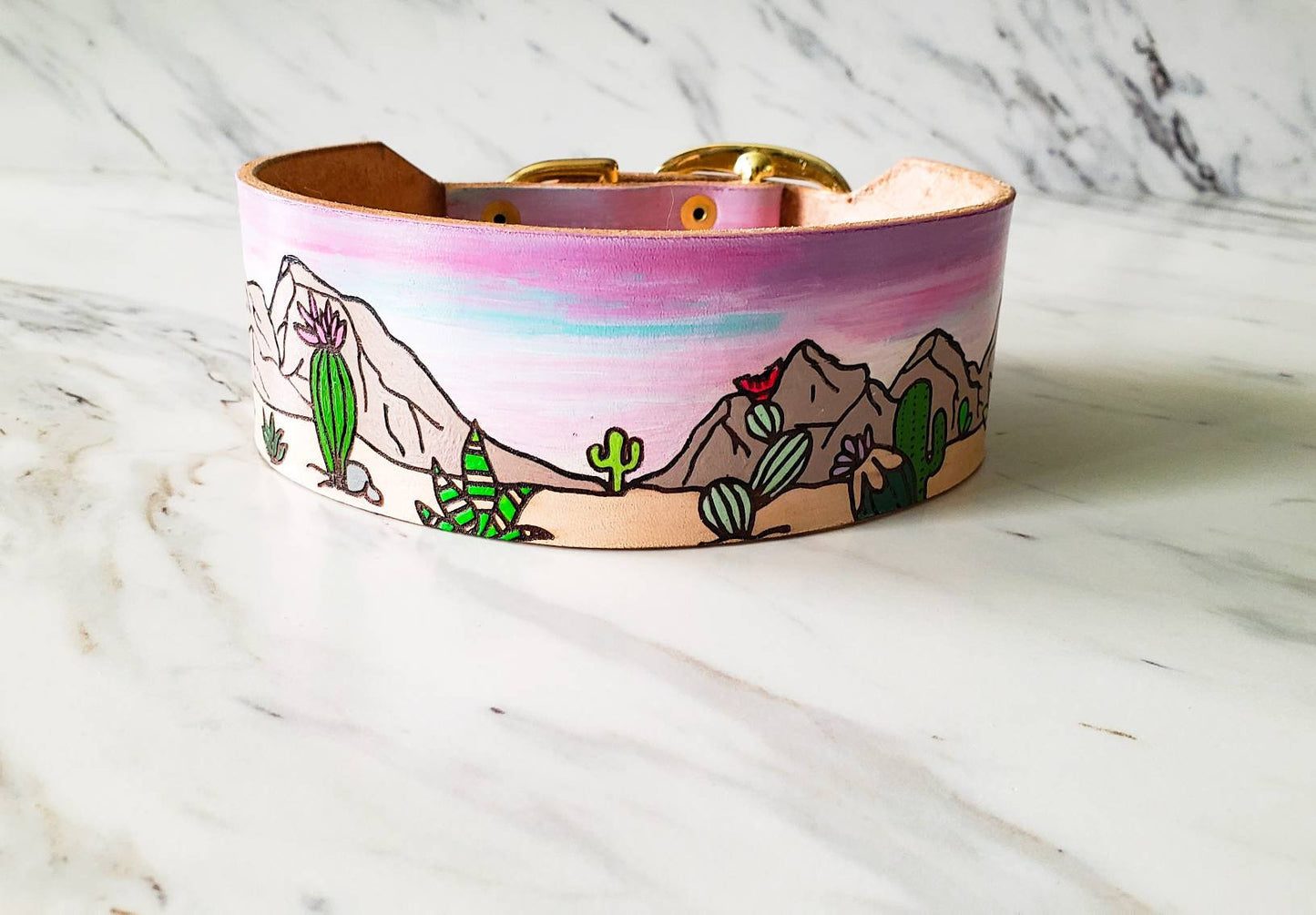 Sonoran Sunset - Leather Dog Collar