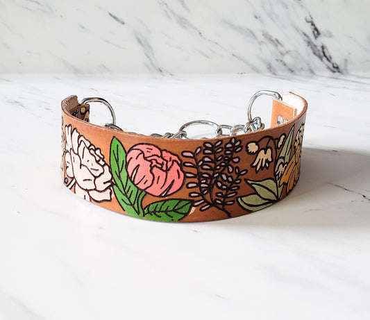Flora - Leather Martingale Collar