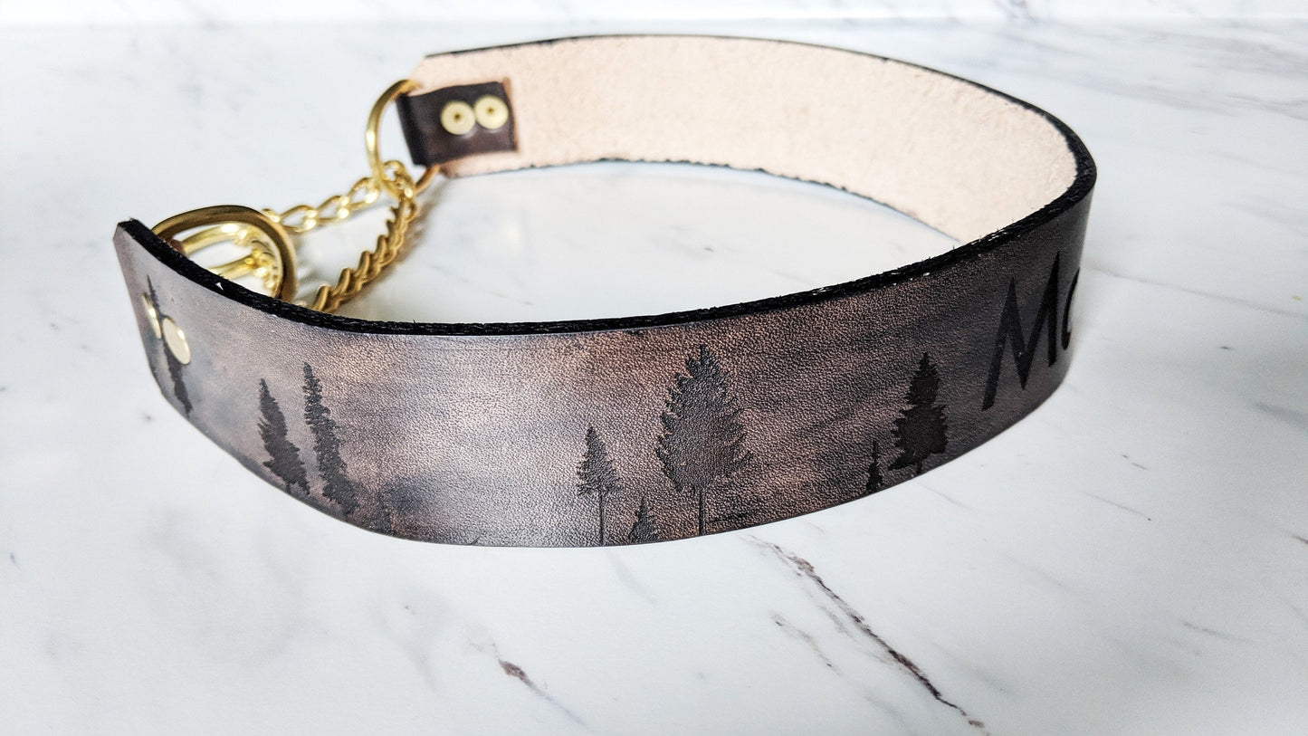 Pinaceae Silhouette - Leather Martingale Collar