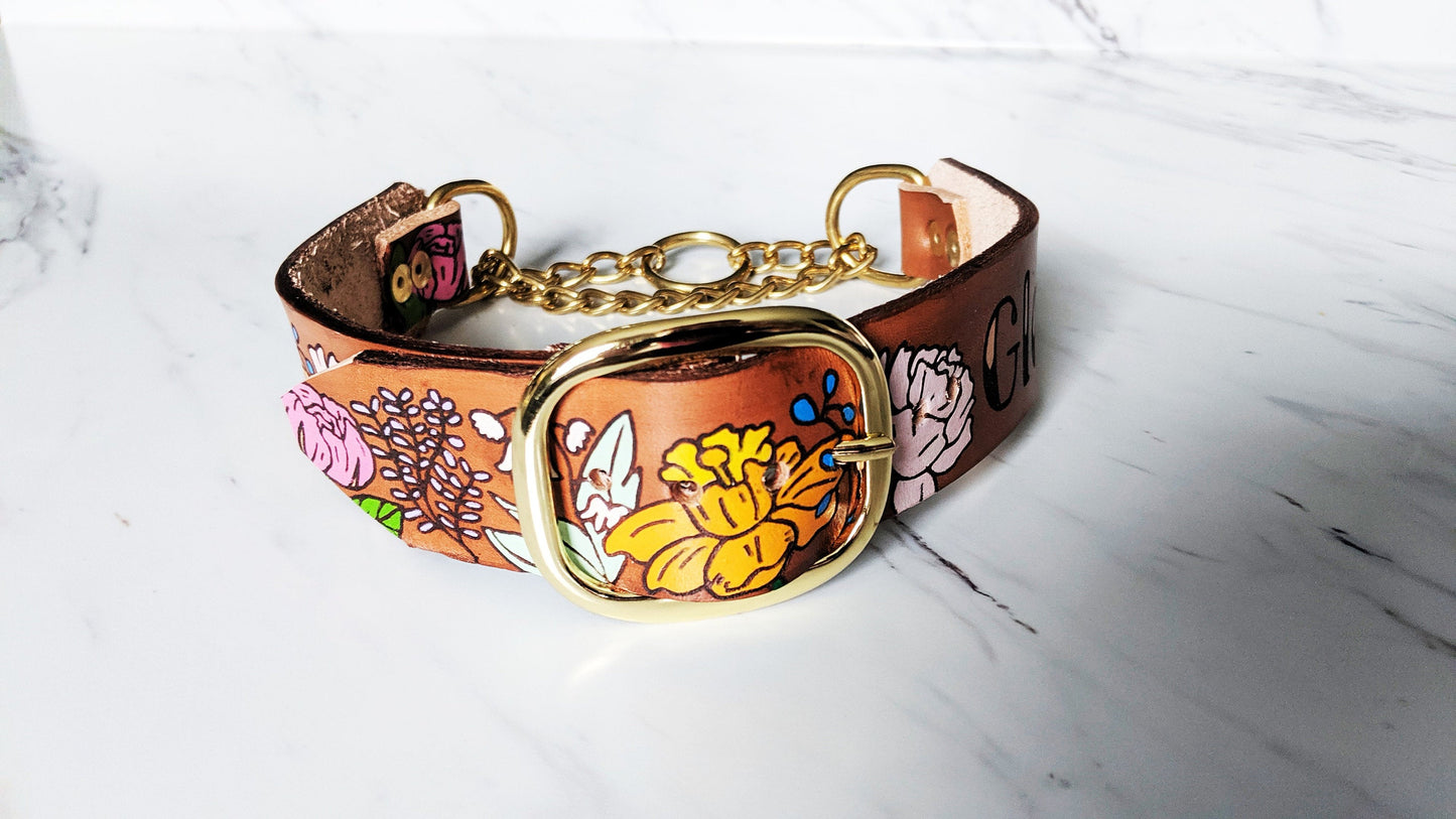 Flora - Leather Adjustable Martingale Collar