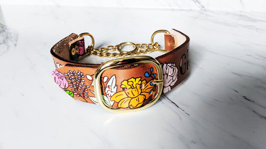 Flora - Leather Adjustable Martingale Collar