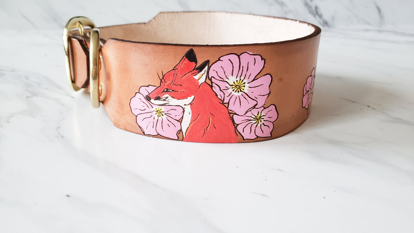 Frolicking Fox - Leather Dog Collar