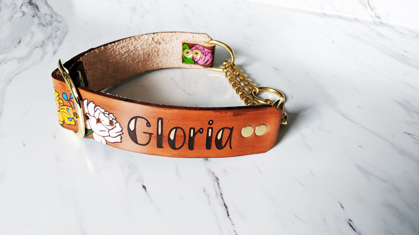 Flora - Leather Adjustable Martingale Collar