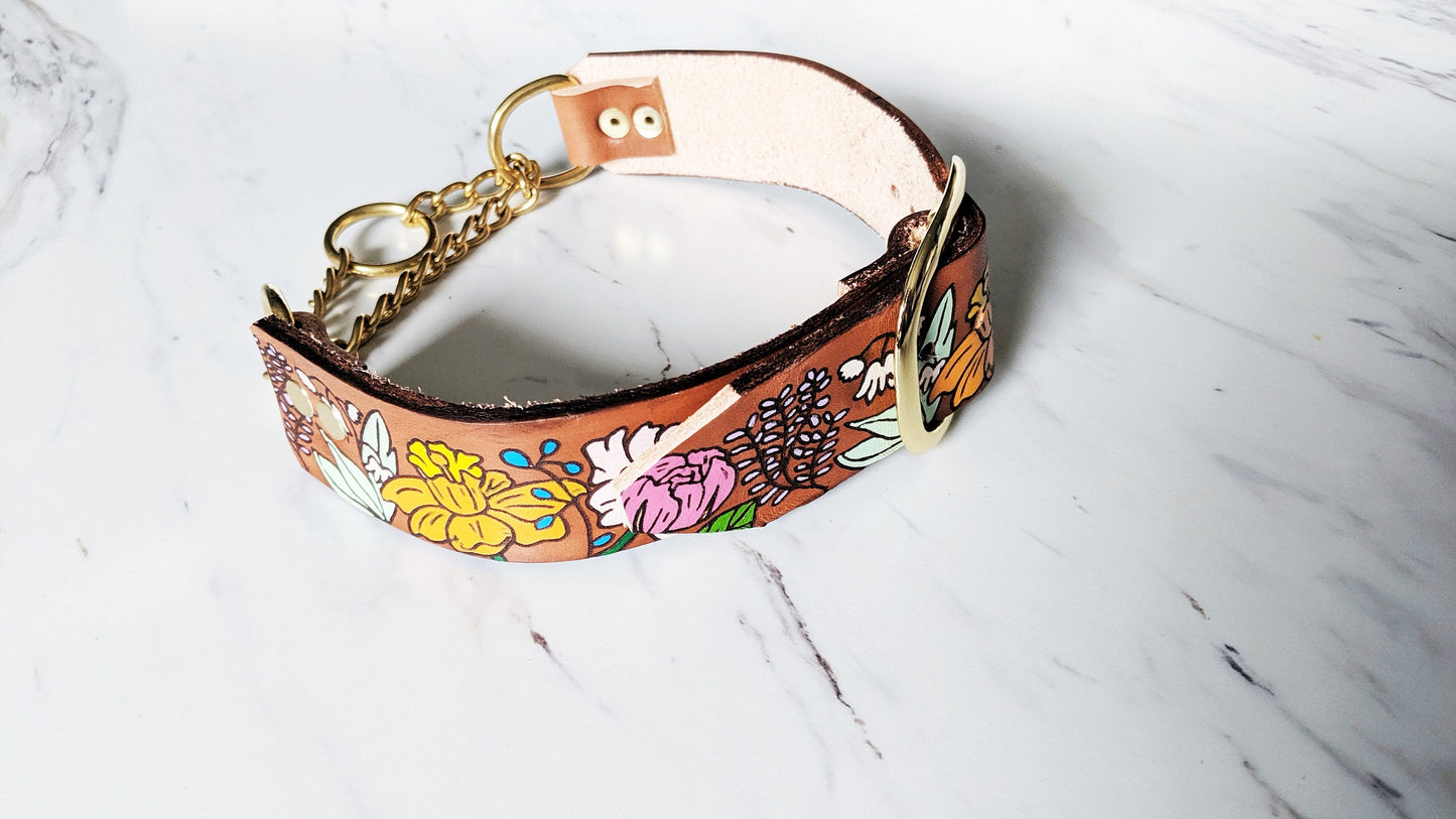 Flora - Leather Adjustable Martingale Collar