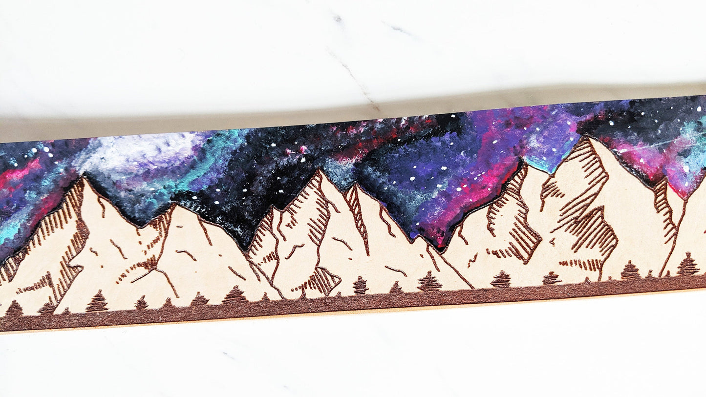 Milky Way Mountains - Leather Dog Collar