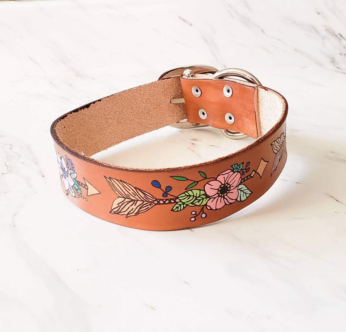 Planted Arrow - Leather Dog Collar