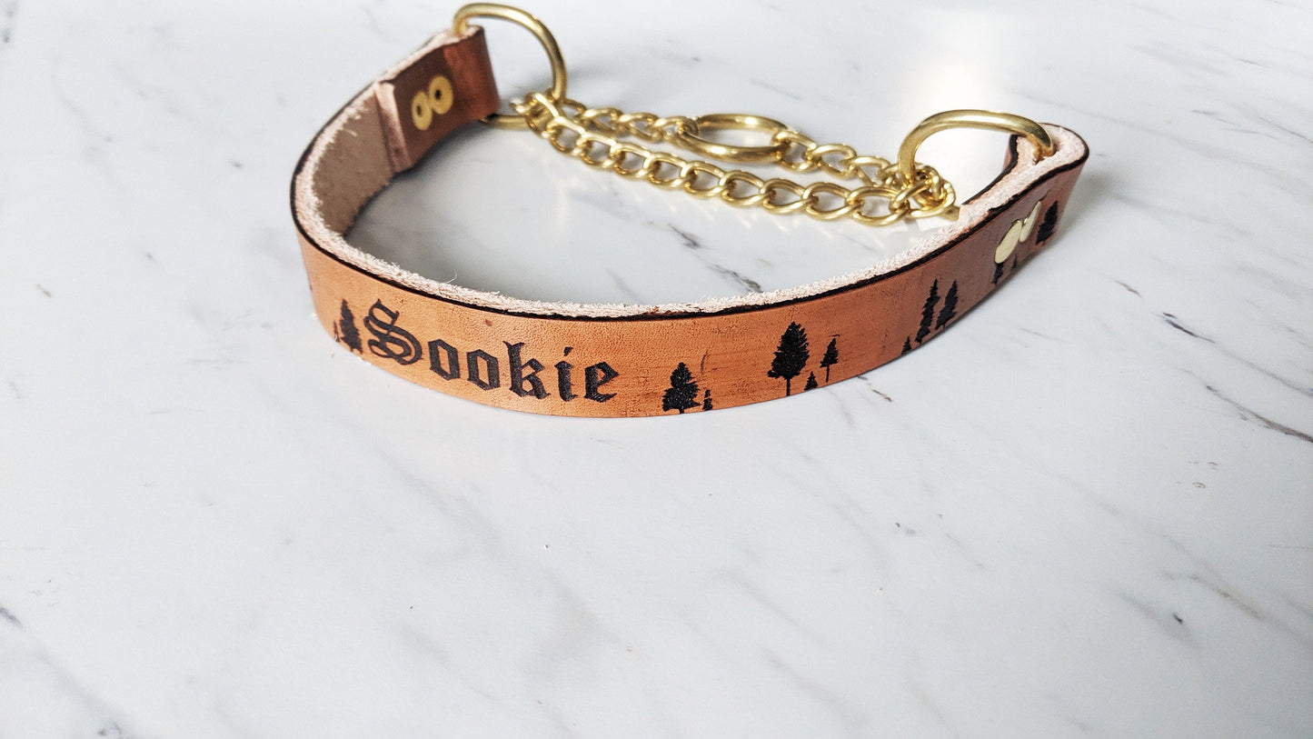 Pinaceae Silhouette - Leather Martingale Collar