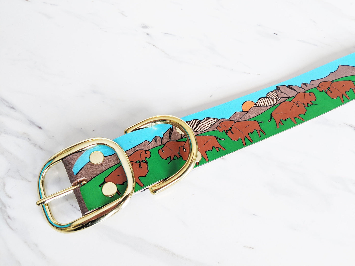 Roaming Buffalo - Leather Dog Collar