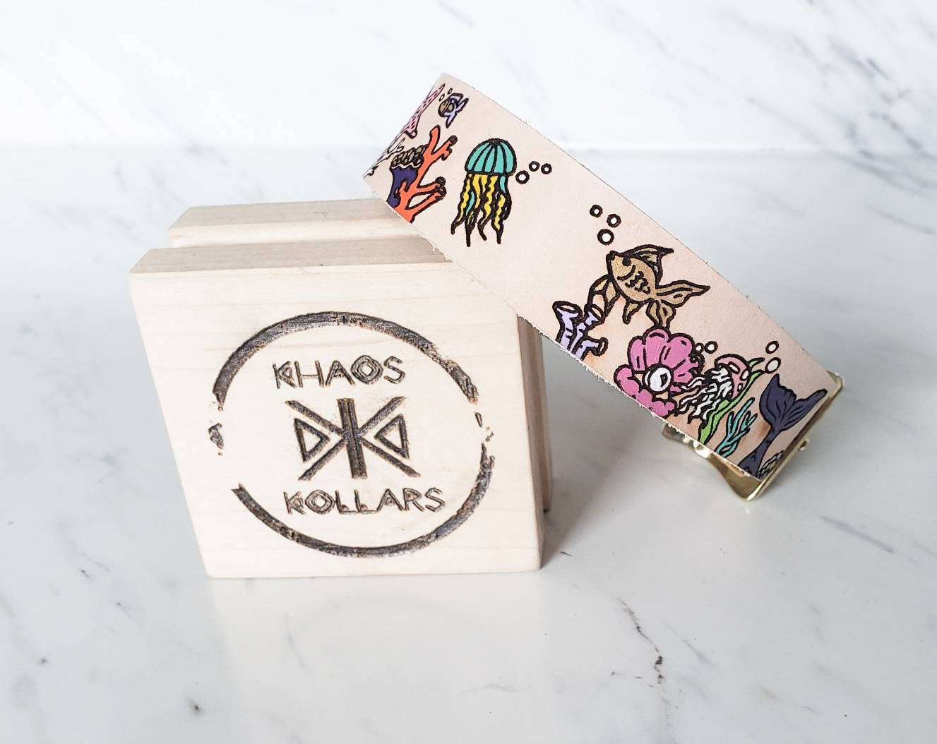 Under The Sea - Leather Dog Collar