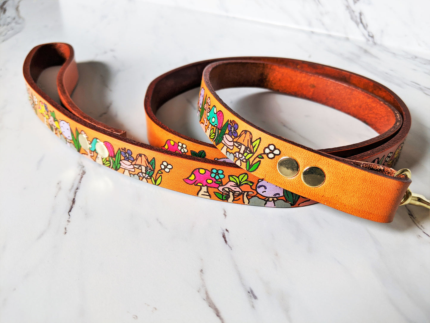 Mushroom Madness - Leather Leash
