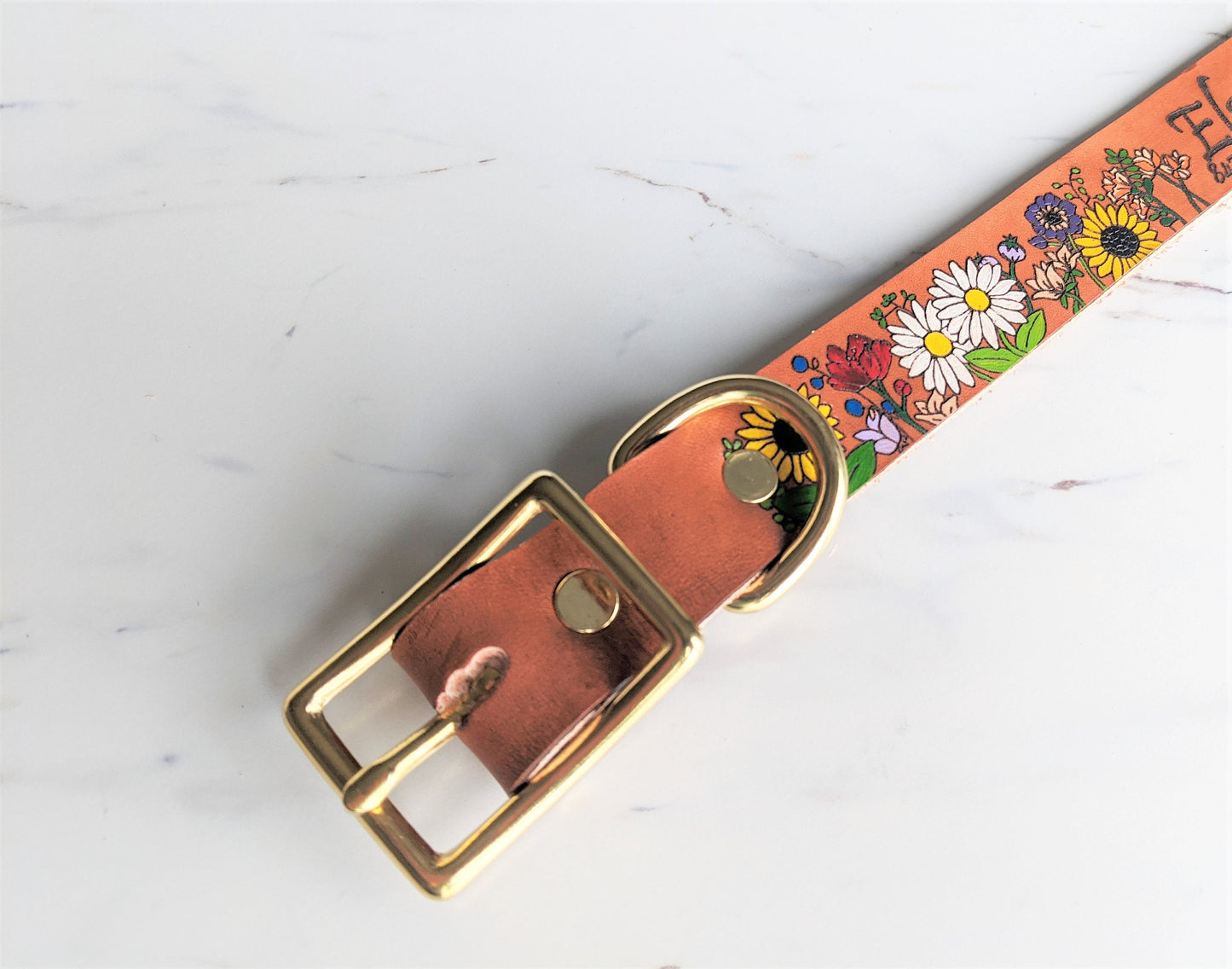 Flower Child - Leather Dog Collar