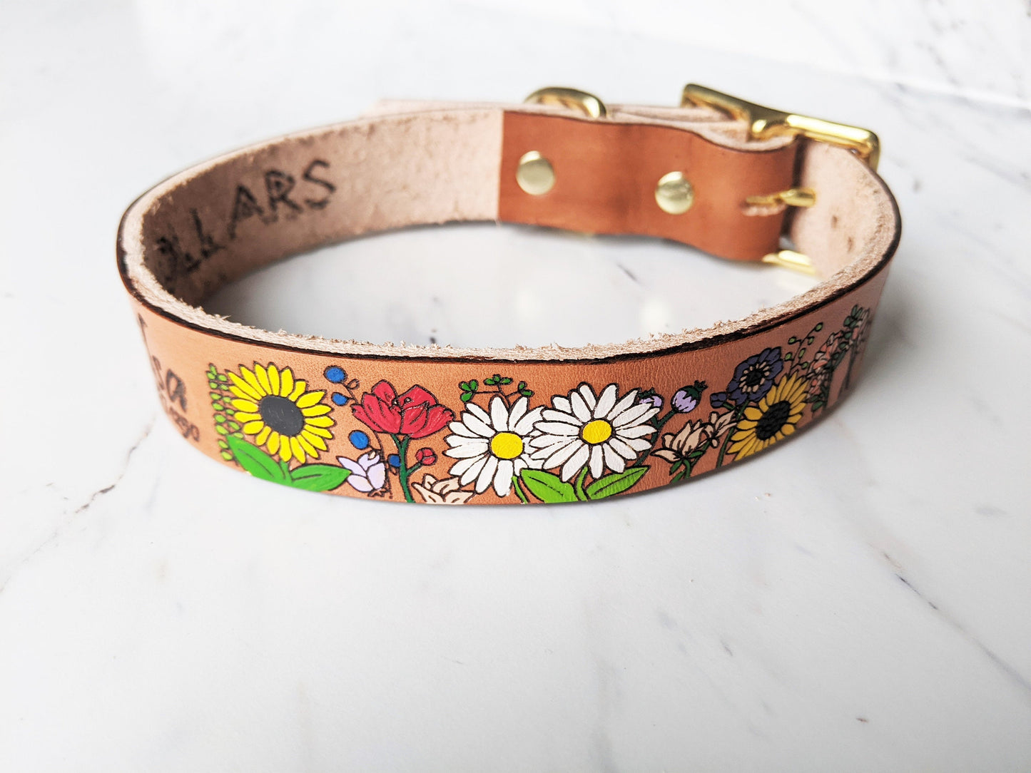 Flower Child - Leather Dog Collar