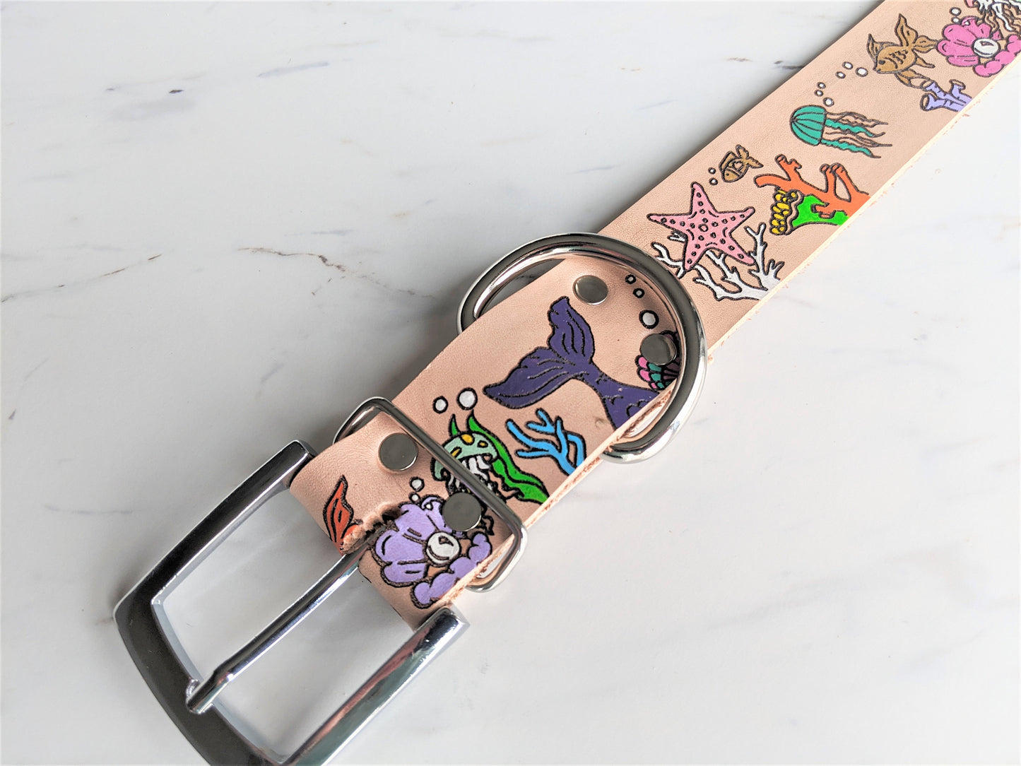 Under The Sea - Leather Dog Collar