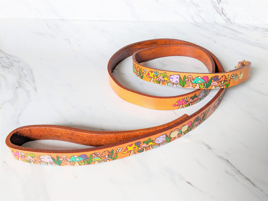 Mushroom Madness - Leather Leash
