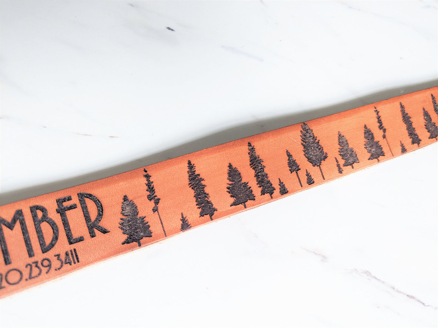 Pinaceae Silhouette - Leather Dog Collar